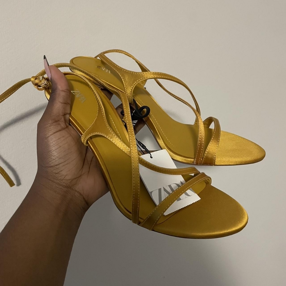 Zara Women's Gold Satin Heels